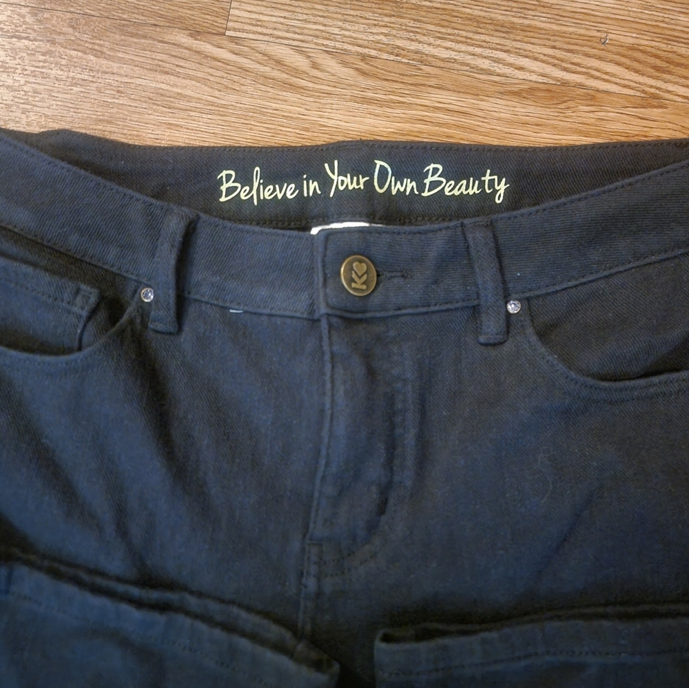 Belle By Kim Gravel Black Flexibelle 5 Pocket Boot Cut Jeans 10 Petite